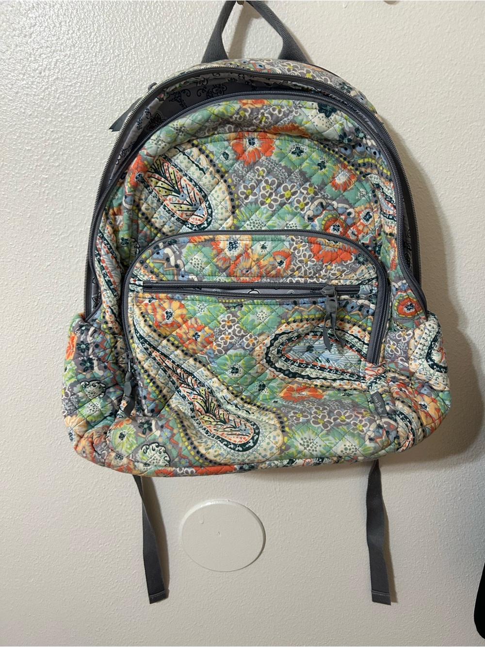 Vera Bradley Quilted Paisley Print Backpack - Gray Multi